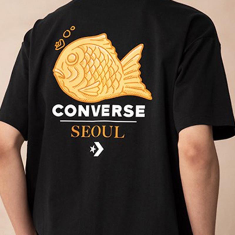 Converse CoTTon Bungeoppang Seoul CiTy T shirT Black Mch647 023