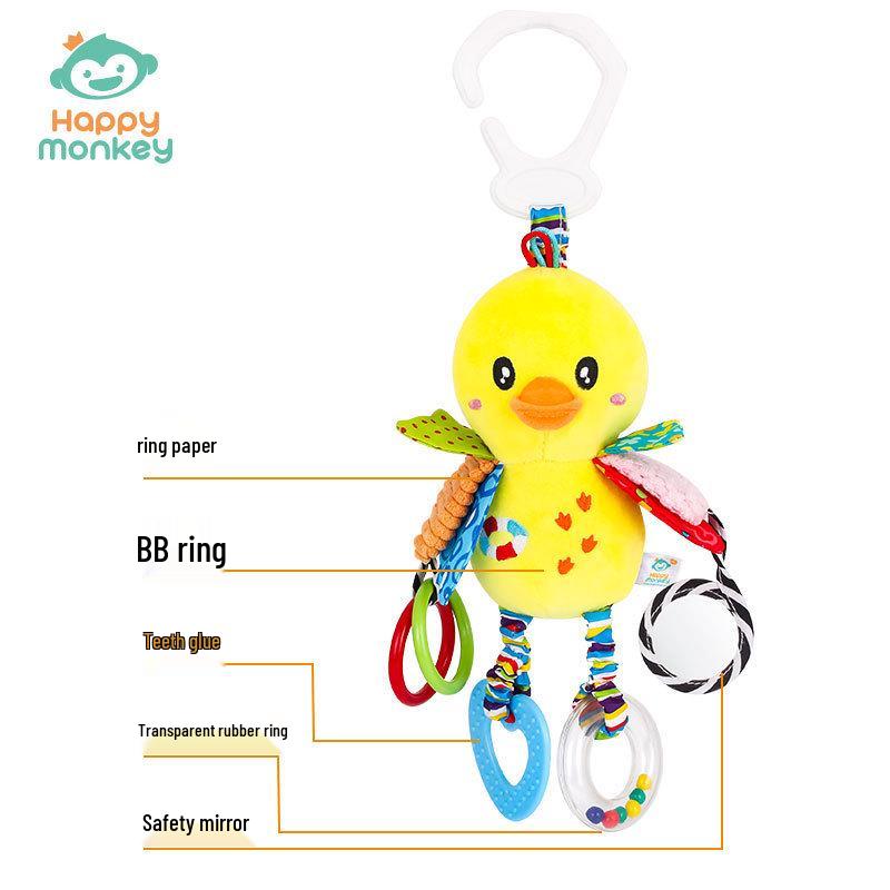 HappyMonkey Baby Sensory Plush Rattle & Teether Toy