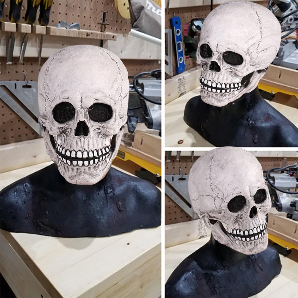 Halloween Animated Talking Mask Glowing Green Eyes Skull Mask Animated Moving Jaw Skull Realistic Halloween Prop Full Head Halloween Skull Mask