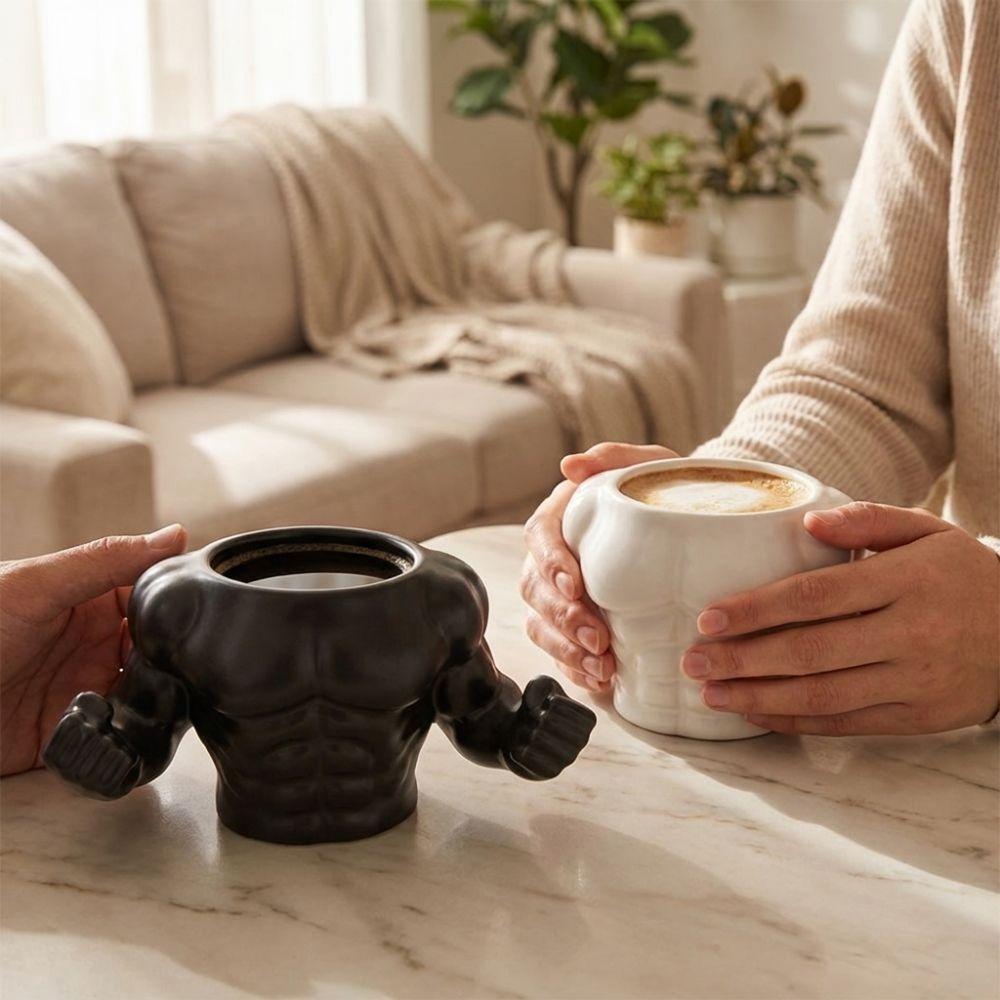 Practical Funny Muscle Man Mug 400ML Capacity Uniquely Ceramic Coffee Cup Thickened Handcrafted Drink Cup Holiday Gift