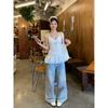 White bow sling vest women's spring lace hem slim fit stacked inside small top