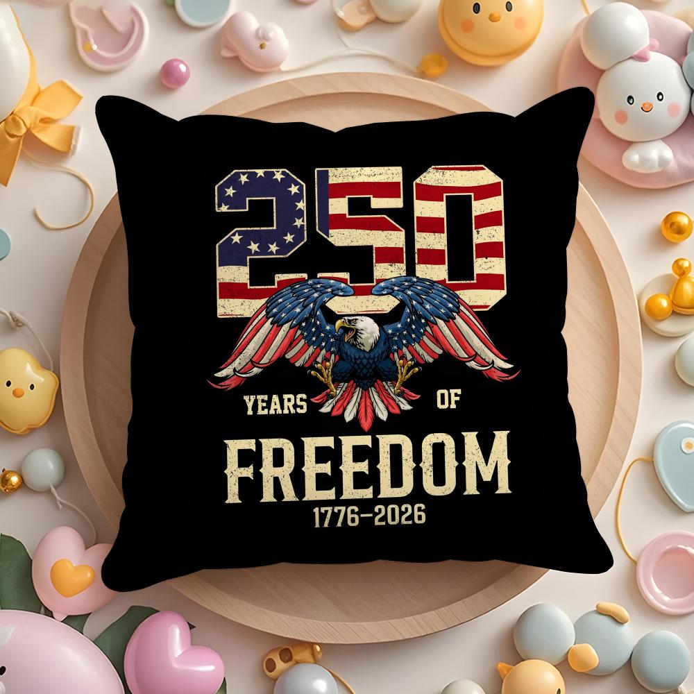 Anniversary Of The Usa 250Th Cushion Cover Plush Fabric Soft Double-Sided Printed Sofa Warm Winter Home Gift Pillow Case