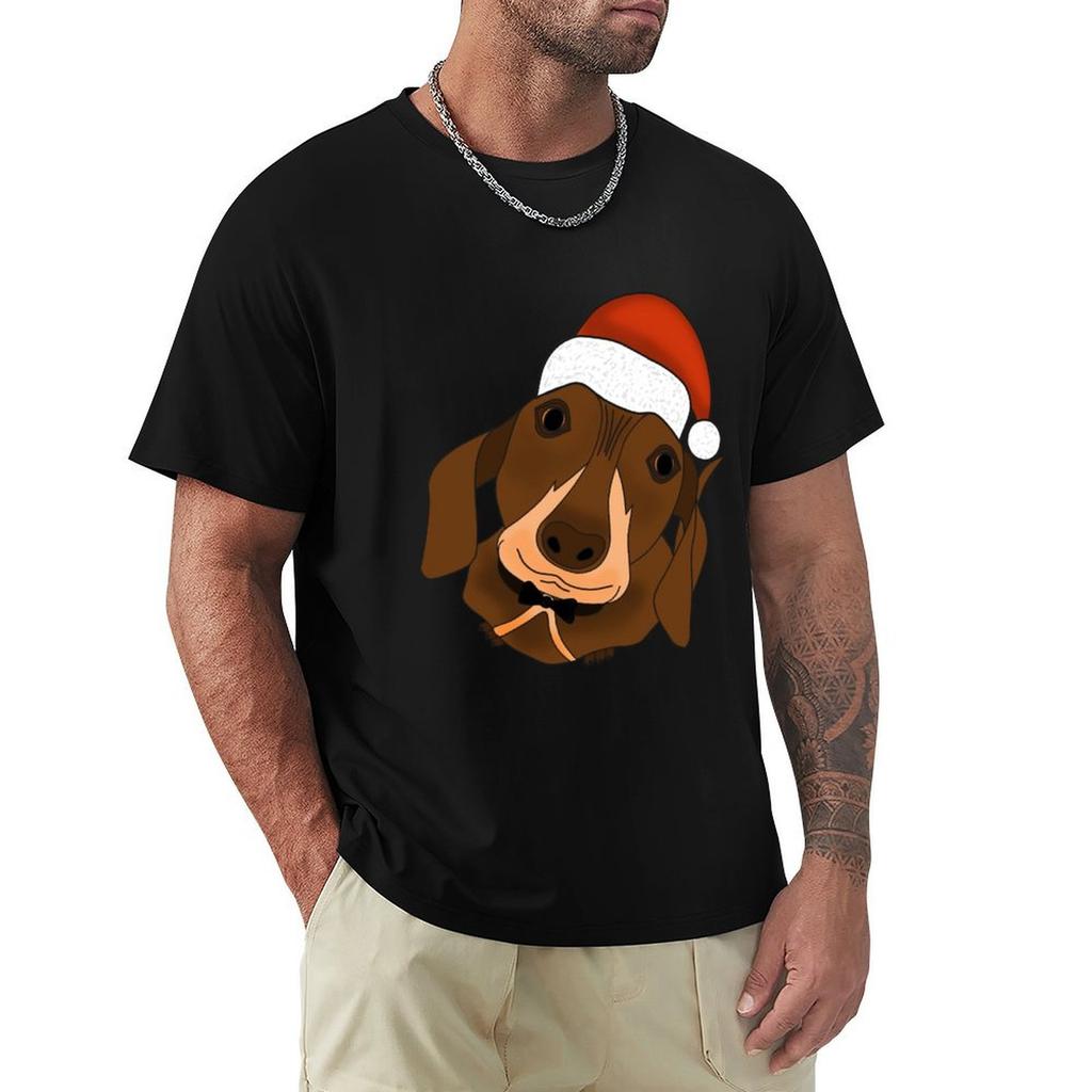 Xmas Dachshund Tshirt Long Lasting Casual Tshirt