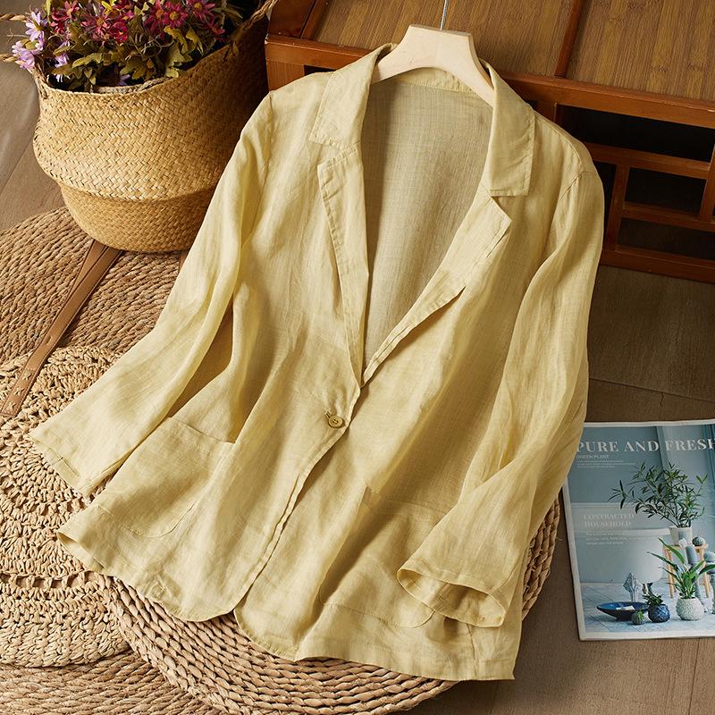 2026 Lightweight Summer Double Pocket Lapel Cardigan Jacket – Solid Color, Sun Protection, Loose Fit Large
