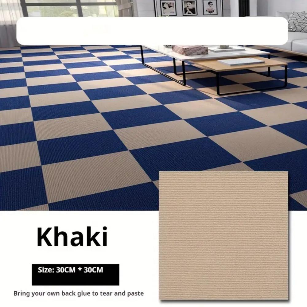 Square Self-Adhesive Carpet Tiles for Office and Home, Non-Slip Foam Backed Polyester Carpet, Solid Color Pattern , Office and Porch Decoration