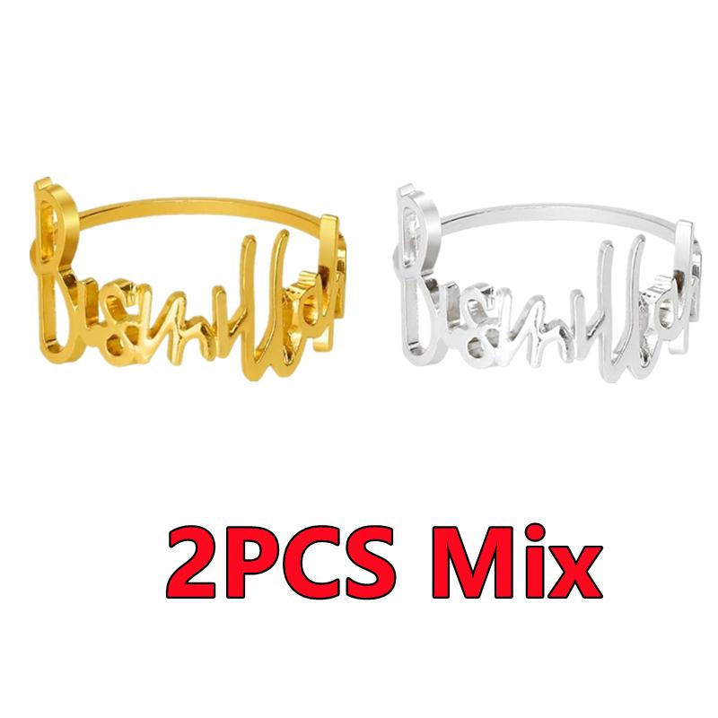 1PC-6PCS Bismillah Letter Napkin Rings Gold Napkin Holder Muslim Islamic Ramadan Kareem Party Wedding Decor Eid Mubarak Gifts