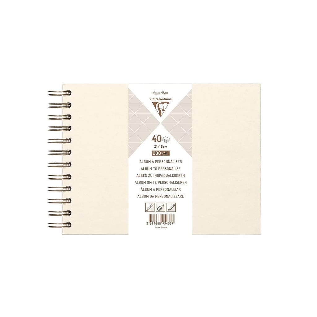 Clairefontaine DIY Album 21 X 16 Cm 40 Sheets Hard Cover White Cf95435