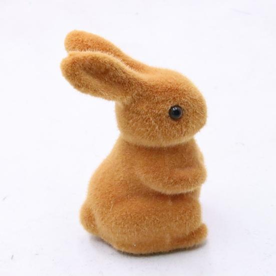 Harzbeflockte Hasenfigur Osterhase Beflockung Hasenskulptur Schmuckstück Kleiner Kunstmoos für Frühling Ostern