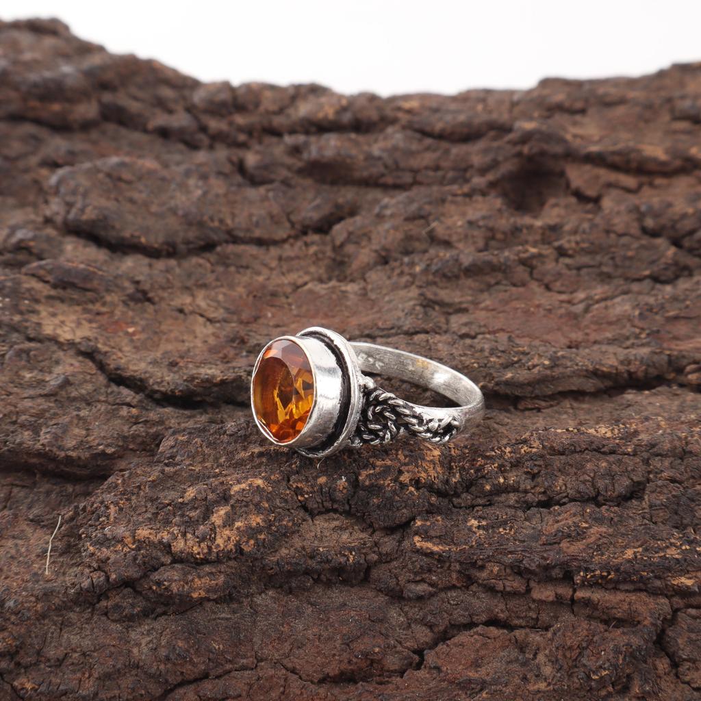 Citrine Gemstone Beautiful Silver Ring, Handmade Gorgeous Silver Ring, 925 Sterling Silver Jewelry, Citrine Women's Ring For Her