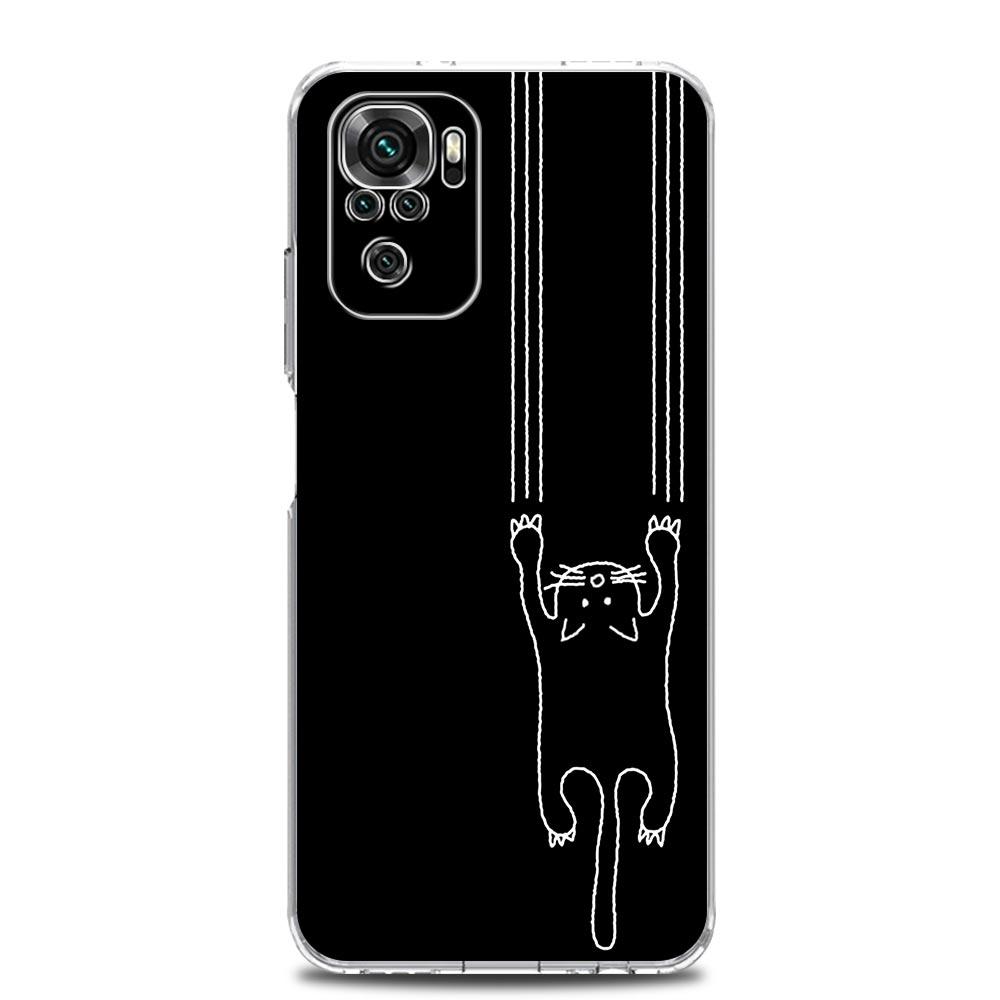 Phone Case For Xiaomi Redmi Note 15 14 13 12 4G 10 11 Pro Plus 5G 14C 13C 12C 10C Clear Soft TPU Cover Cat Line Black Cats