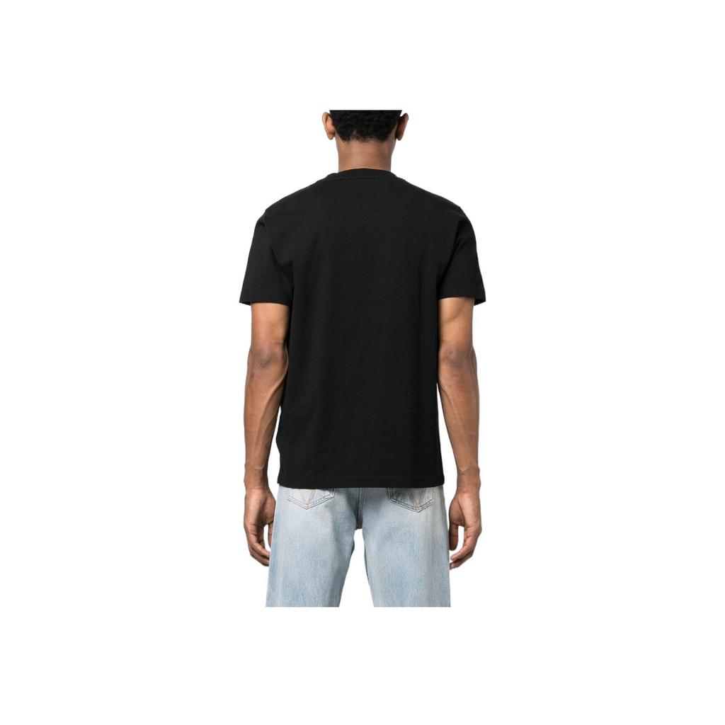 Off-White Tricou Gros cu Logo Brodat Negru/Alb Bărbați Streetwear OMAA027S23JER0081001