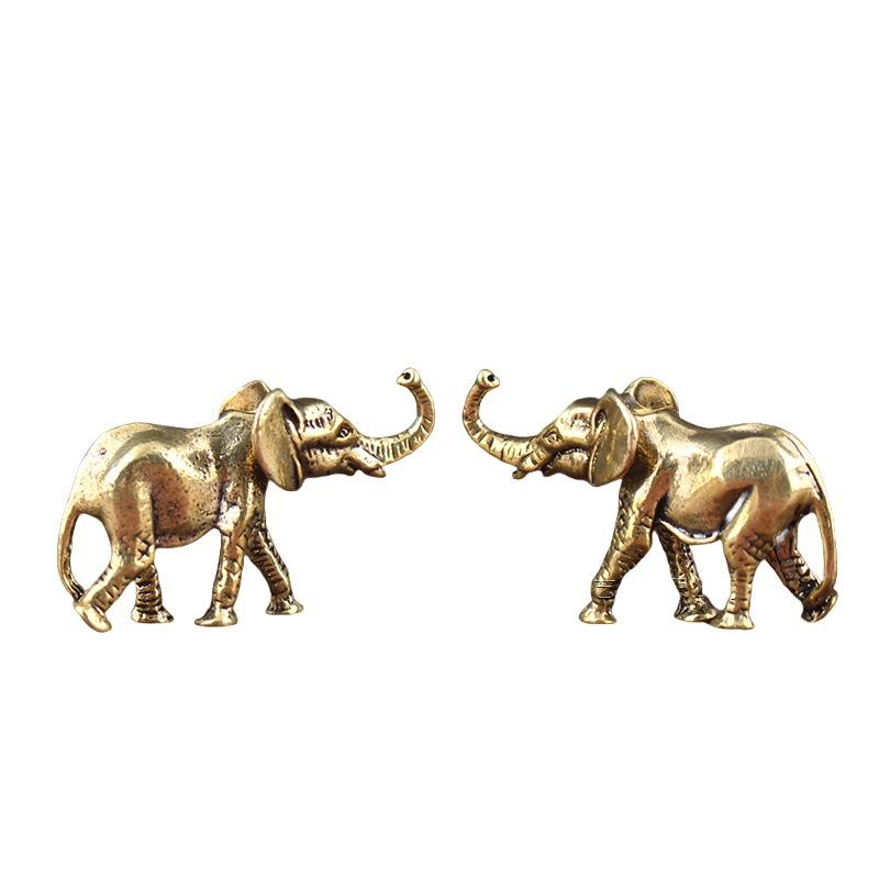 Bronze Minature Elephant Figurines Tea Pet Table Ornament Decorations Copper Animal Crafts Miniatures Home Decor Living Room