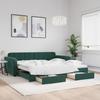 VidaXL Daybed and Trundle and Drawers Dark Green 100x200 Cm Velvet 3196986