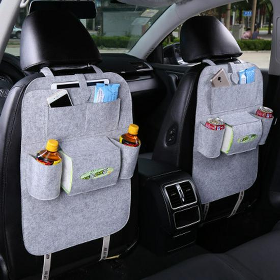 Car Seat Back Organizer: Multifunctional Felt Storage Bag with Pockets
