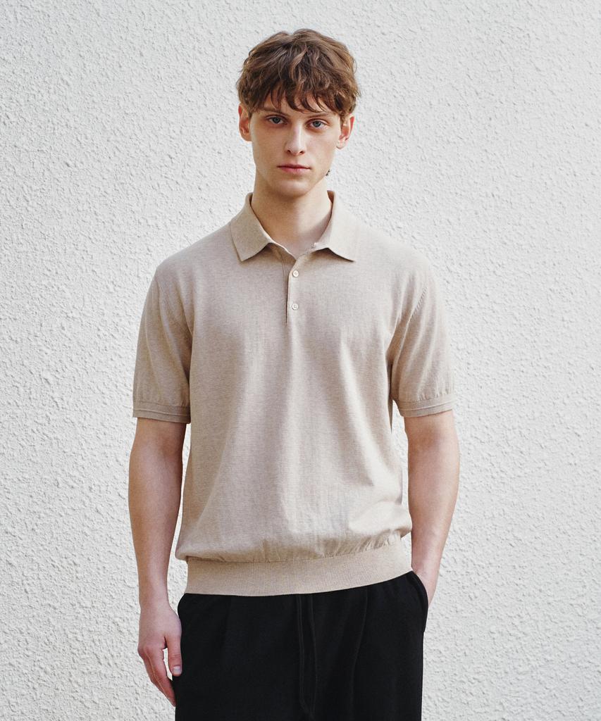 Jeilium Cotton Summer Essential Polo Neck Oatmeal (Dry Touch)