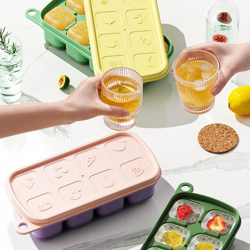 Creative Ice Cube Tray with Lid Food-Grade, Freezer-safe Ice Mold for Homemade Perfect for Infant Feeding Healthy Snack