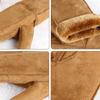 1Pair Heated Mittens Winter Riding Outdoor Windproof Full Finger Warm Gloves Cashmere Gloves Soft Warm Faux Fur Suede Leather