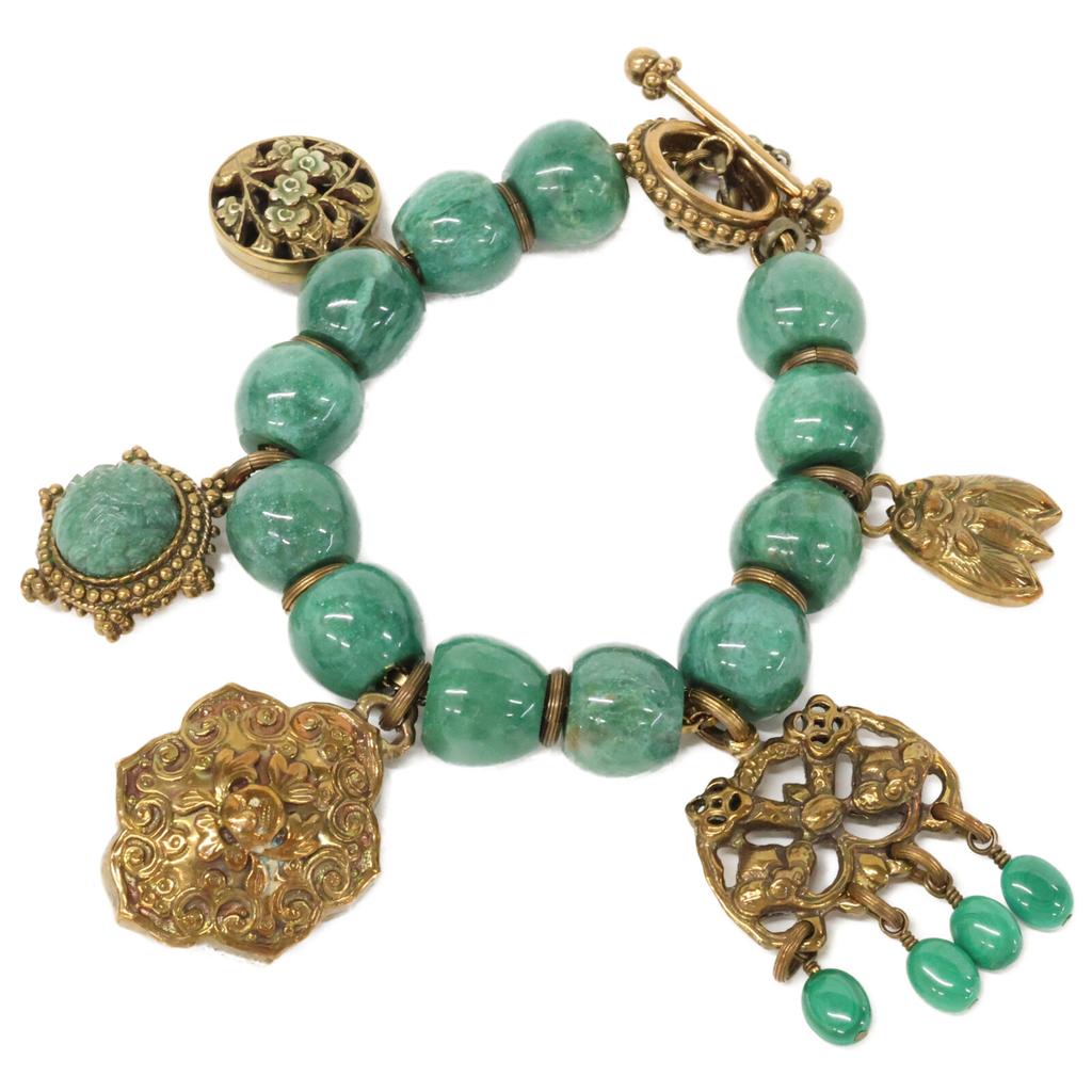 STEPHEN DWECK Green turquoise with charm Bracelet Green/GoldUsed