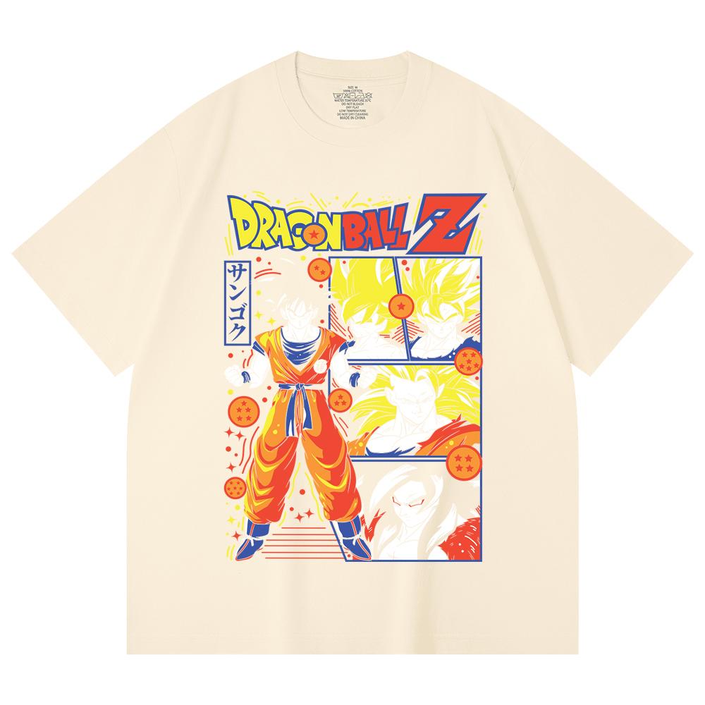 230 Gsm 100% Cotton Dragon Ball V56 Goku Print Unisex Heavy Cotton T Shirt