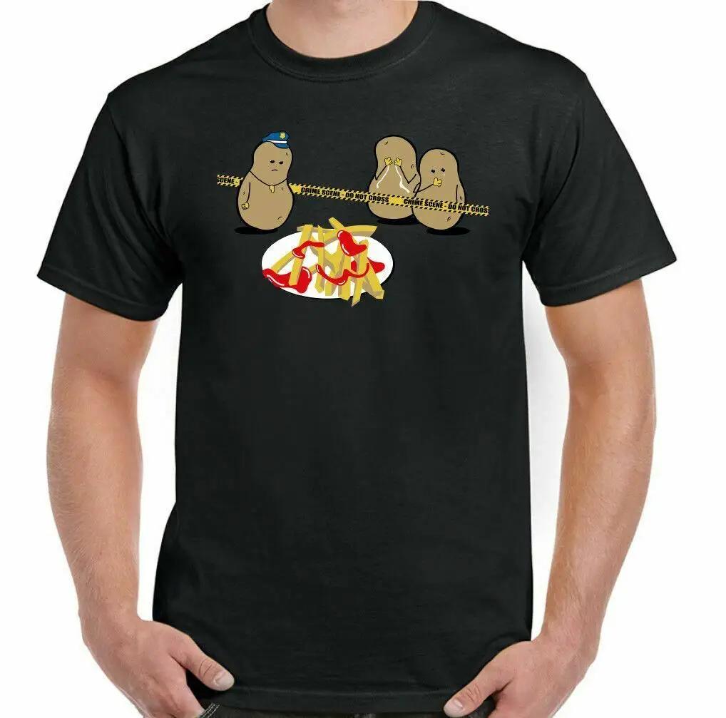 S5XL Potato Murder Funny TShirt Mens French Fry Food BBQ Chef Cook Birthday Oversized T Shirt 3XL