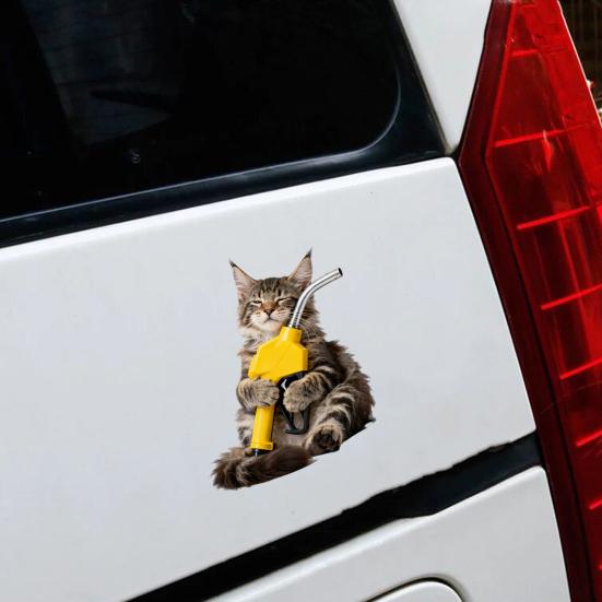 Car Stickers Waterproof Scratch Cover Cute Cat Shape Car Decals for Fuel Tanks Body Parts Electric Vehicles Peelable No Residue Sunproof Car Sticker