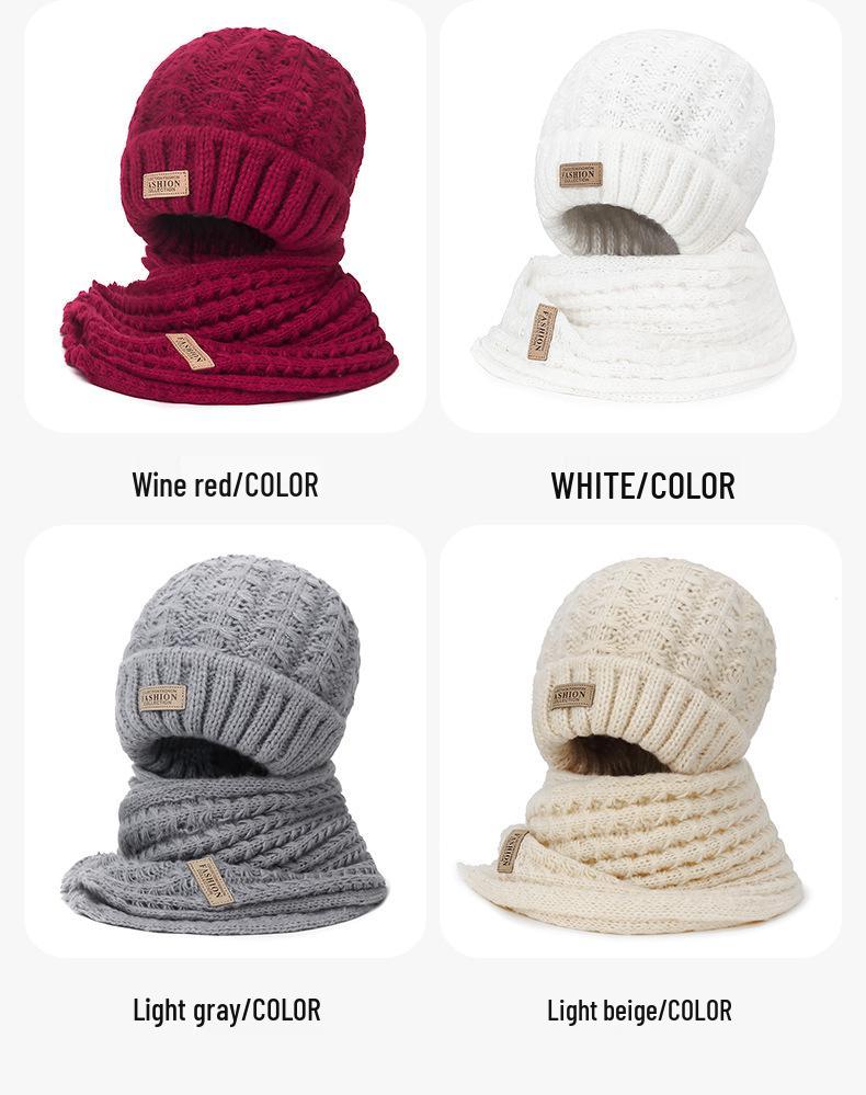 Dámská pletená čepice a šála v korejském stylu - Teplé, všestranné, jednobarevné