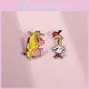 Unique Colorful Cartoon Cow And Rooster Design Alloy Enamel Brooch For Creative Accessories