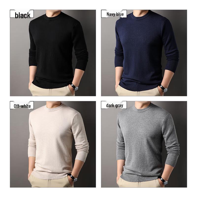 ROMON Men's Slim Fit Warm Round Neck Knit Sweater