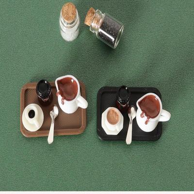7Pcs Desktop Scene Simulation Micro Model Parts Handmade Miniature Dollhouse Coffee Cup Model Decorative Tray Plate Accessories