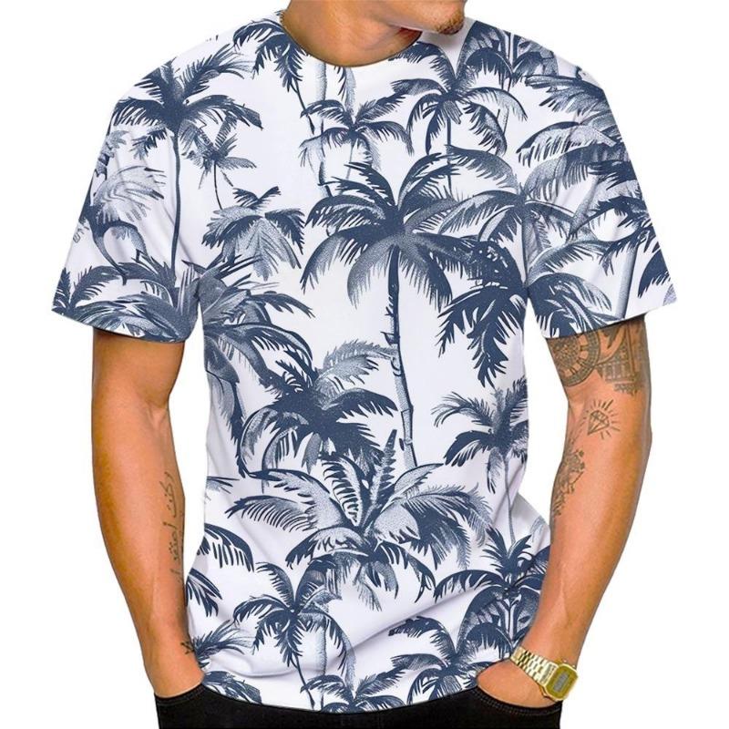 New Resort Style Casual Fashion and Comfort Round Neck Men's 3D Printed T-shirt Top Summer