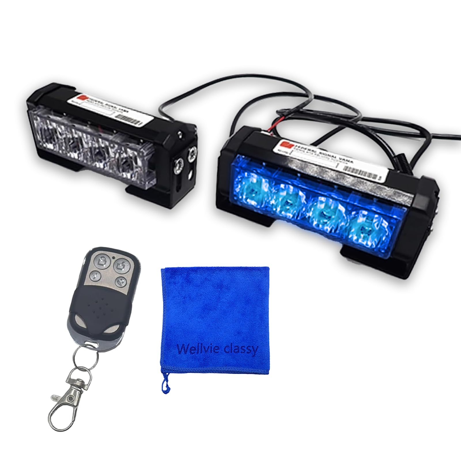 

Wellvie Classy LED Front Warning Strobe Light Siren Siren Rotating Patrol Focusing 6 Light Easy Car Remote Control Set of Lights, 12V/24V Compatible, синий