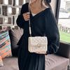 Rhombus Embroidery Thread Small Bag Women's 2025 New Small Fresh and Versatile Chain Messenger Bag Foreign Style Shoulder Small Square Bag Tide