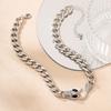 Luxurious snake shaped metal necklace, crystal snake buckle, gold and silver material, thick border chain, rhinestone decoration