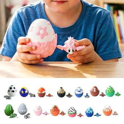 Flexible Sports Ball Dragon And Egg, Articulated Dragon Fidget Toy, 3D Printed Egg with Winged Dragon Inside, Stress Relief Desk Toy