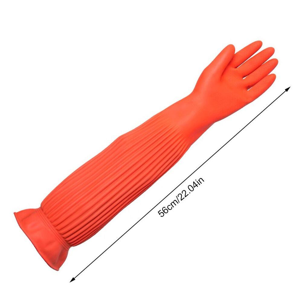 1Pair Extended Kitchen Wear-Resistant Anti-Backflow Long Sleeve Household Gloves Work Gloves