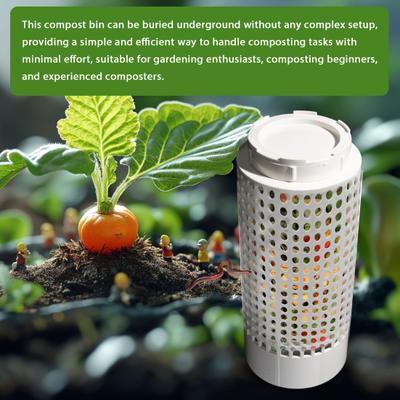 Worm Composter In-Ground Compost Bin with Vent Holes Vermicomposting Tool Worm Bin for Organic Gardening Enthusiasts Beginners Yard Lawn