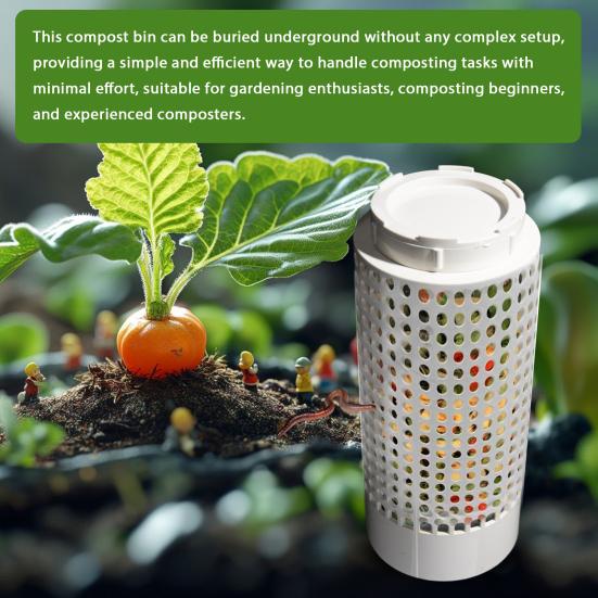Worm Composter In-Ground Compost Bin with Vent Holes Vermicomposting Tool Worm Bin for Organic Gardening Enthusiasts Beginners Yard Lawn