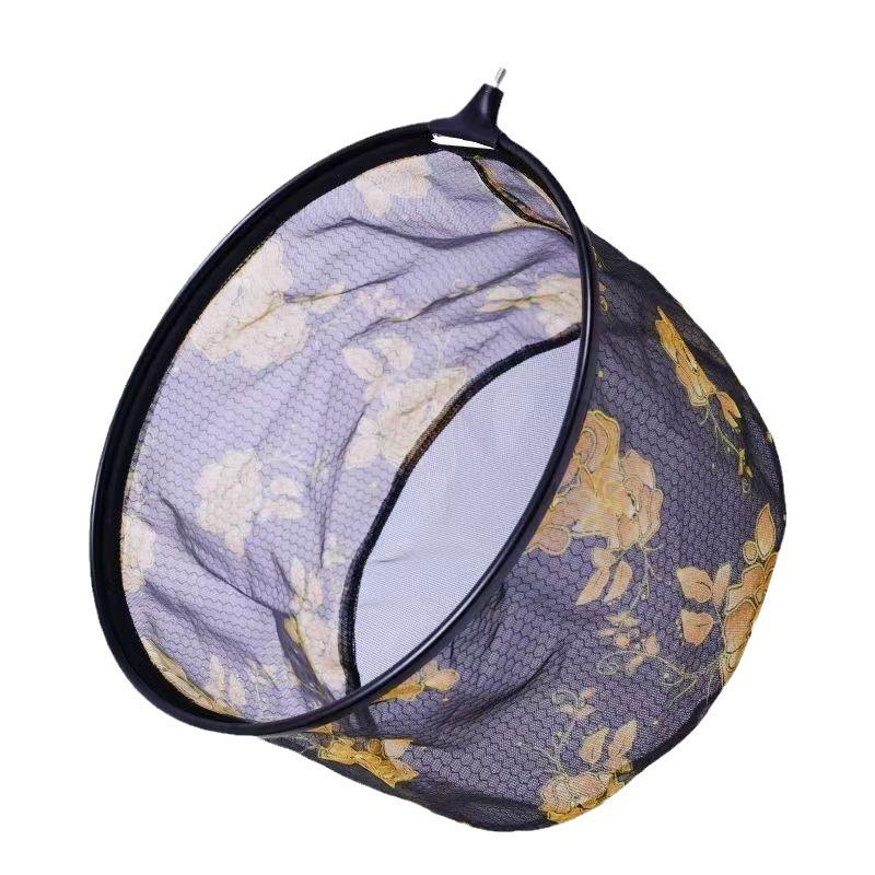 Black Aluminum Alloy Mesh Detachable Round Landing Net - Anti-Snag & High Imitation Carbon Fiber for Competition and Wild Fishing.