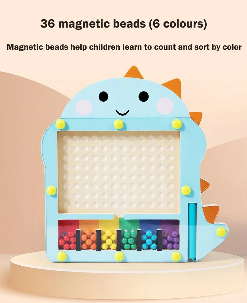 Magnetic Color Montessori Wooden Educational Sorting Toys Magnetic Bead Maze Drawing Board Early Learning Activities