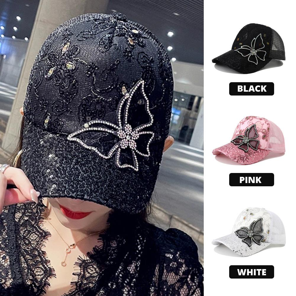 New Summer Glitter Mesh Trucker Hat Snapback Cap Chapeau Femme Fashion Messy Hair Bun Ponytail Baseball Caps For Women Bone