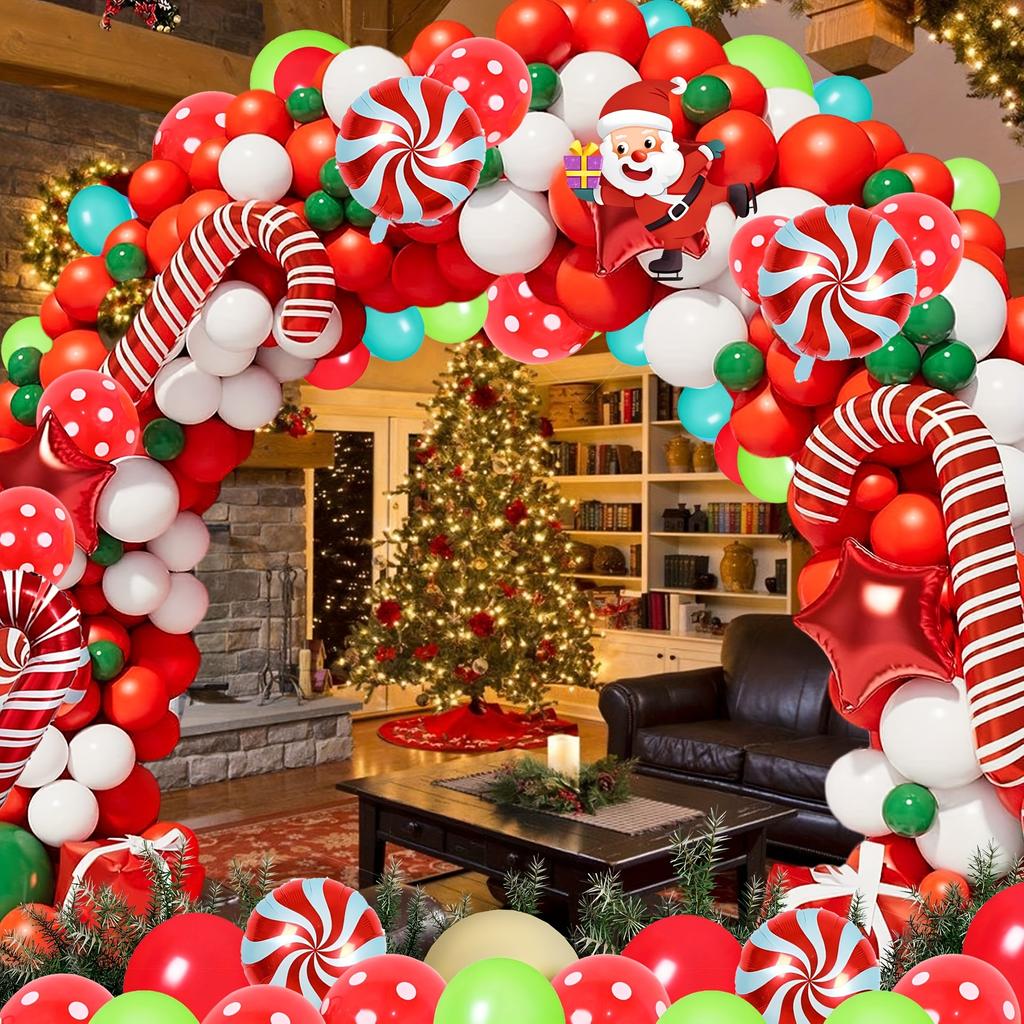 5-139pcs Christmas DIY Decoration Christmas Balloon Set Cane Candy Elk Ginger People Flower Wreath Arched Decoration