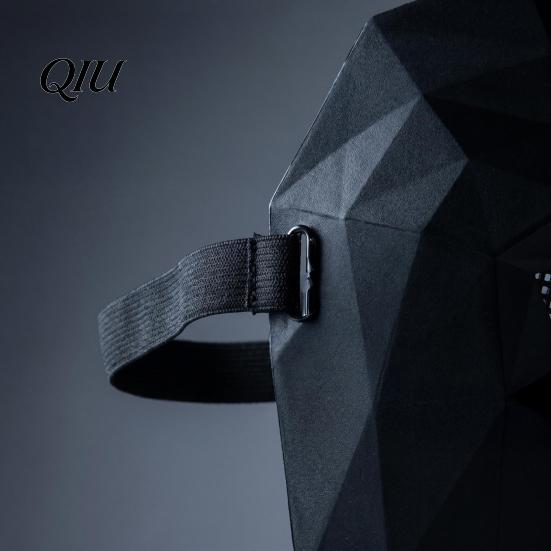 Full Face Geometric Mask Halloween Mask, Polygonal Cool Party with Mesh Eyes, Three Dimensional Black White Cosplay for Masquerade, Costume Accessory
