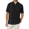Camicia Guayabera Cubana da Uomo Misto Lino Manica Corta Ricamo Top Casual