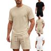 Men's Summer Crew Neck T-Shirt and Shorts Set Lightweight Casual Sport Two Piece Outfit for Outdoor Activities and Daily Wear