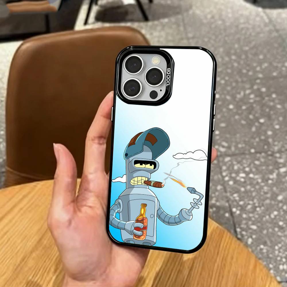 F-Lustig B-Bender F-Futurama Handyhülle Für iPhone17,16,15,14,13,12,11 Plus,Pro Max Bunte Silberbeschichtete Innenseite