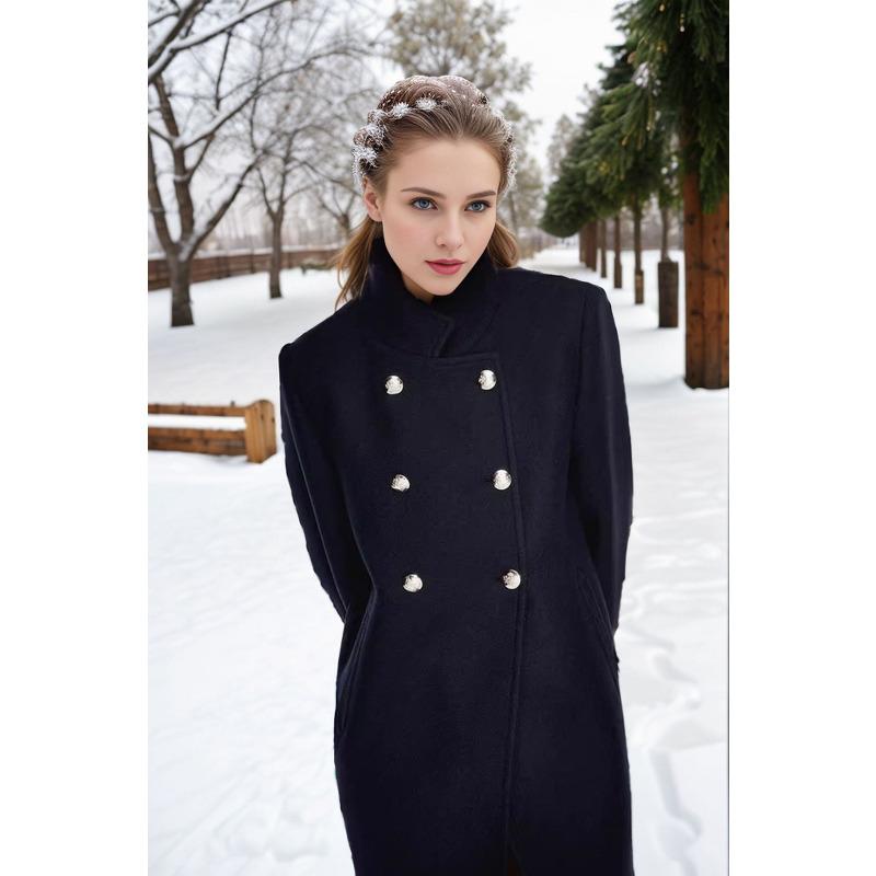

Осенне-зимнее тонкое однотонное шерстяное пальто с лацканами для женщин XL
