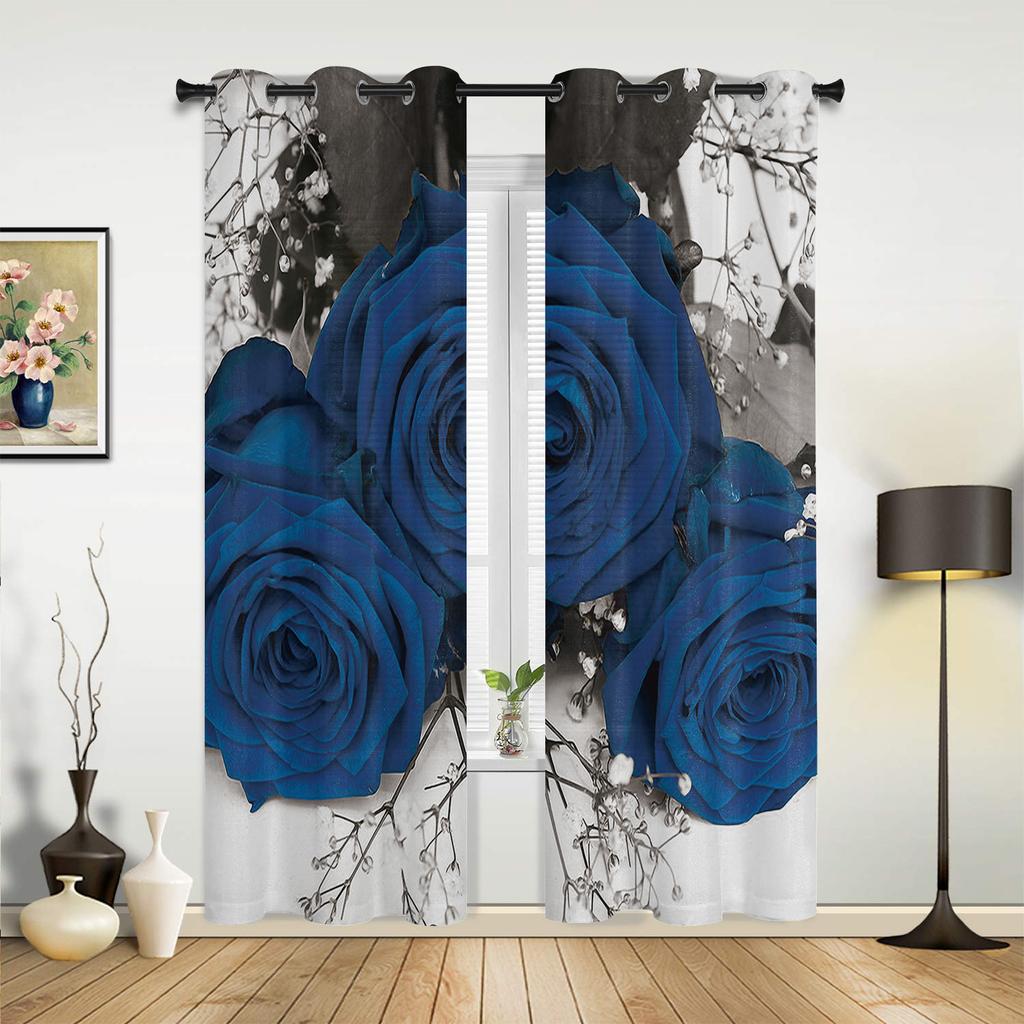 Greece Santorini Blue Roof Church Window Curtains Home Decoration Living Room Curtains Kid's Room Cortinas For Kitchen Bedroom