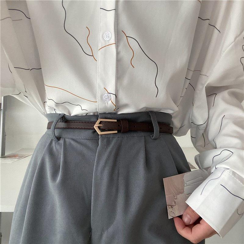 

Изысканный женский минималистичный узкий ремень из полиуретана с геометрическим дизайном, доступный в черном, белом, коричневом и коричневый