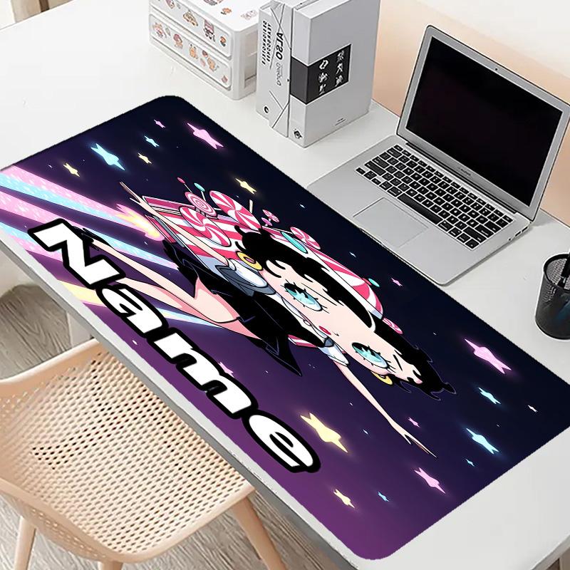 Custom Name Personalized Betty Boop Pattern Mousepad, Laptop PC Desk Mat, Decorative Desk Mat for Home Keyboard Pad Gift