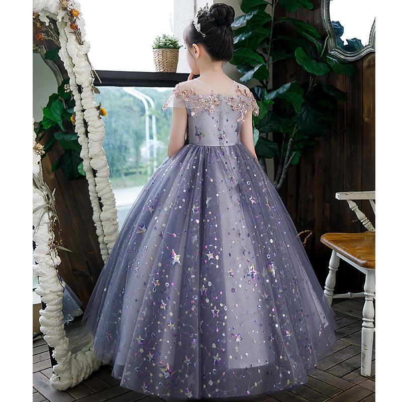 2025 Summer New Style Girls' Puffy Yarn Fashionable Wedding Runway Host Formal Dress